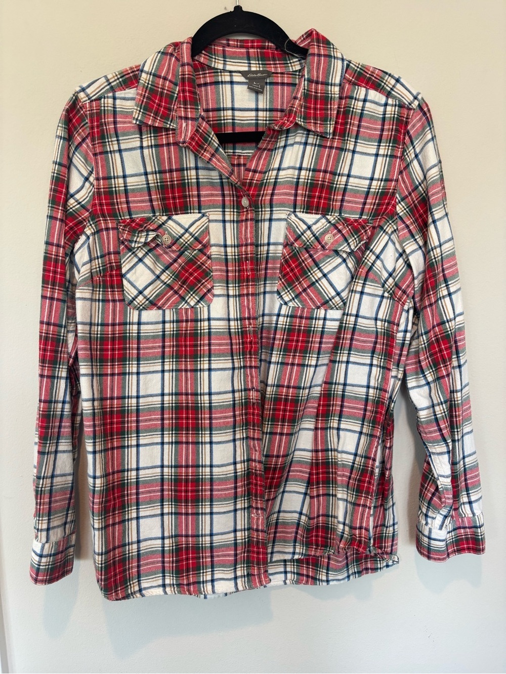 Eddie Bauer Red, White & Blue Plaid Button-Down Shirt